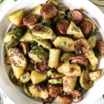 Sheet Pan Sausage, Potatoes & Brussels sprouts