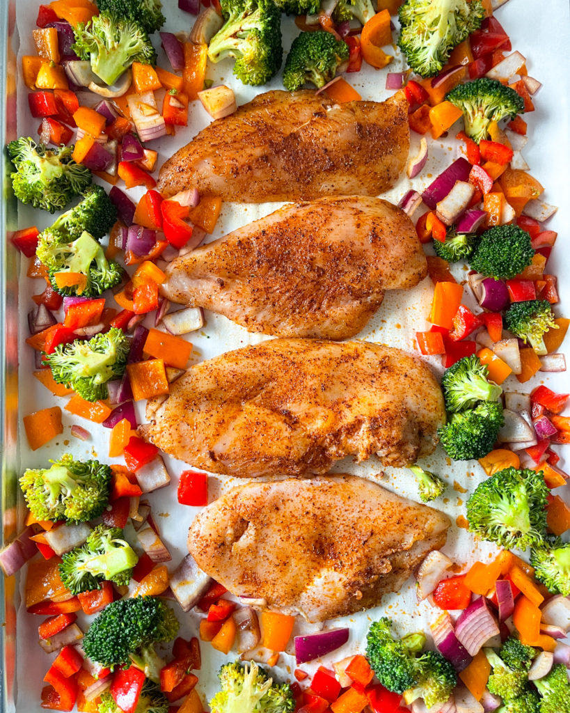 Chicken and Veggies on large sheet pan