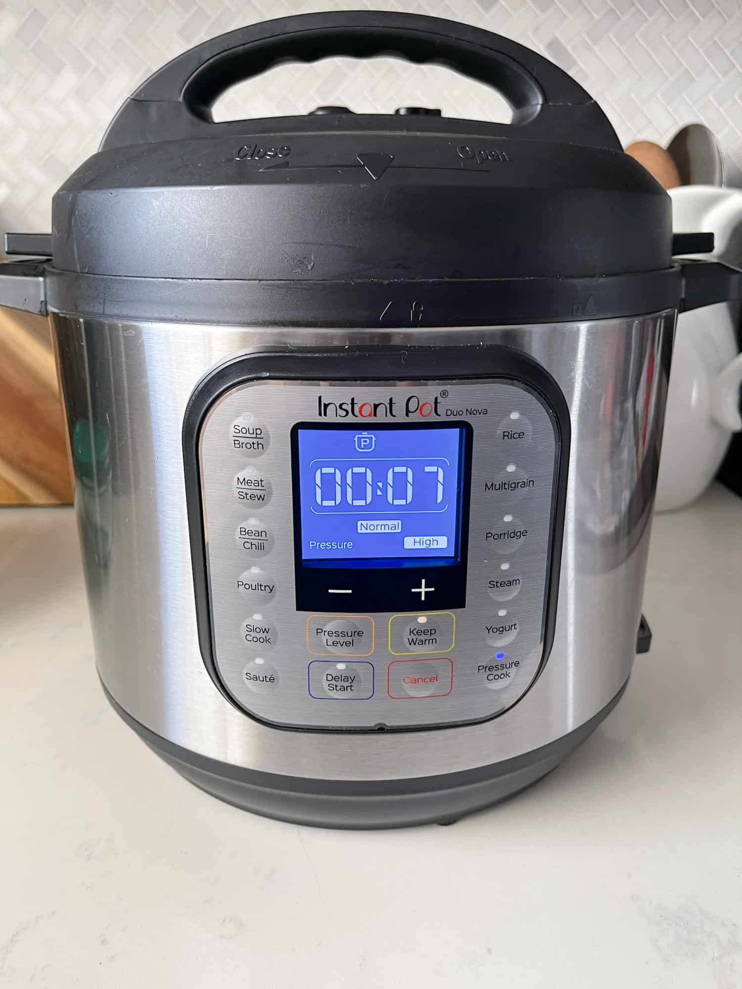 Instant Pot with high pressure set to 7 minutes