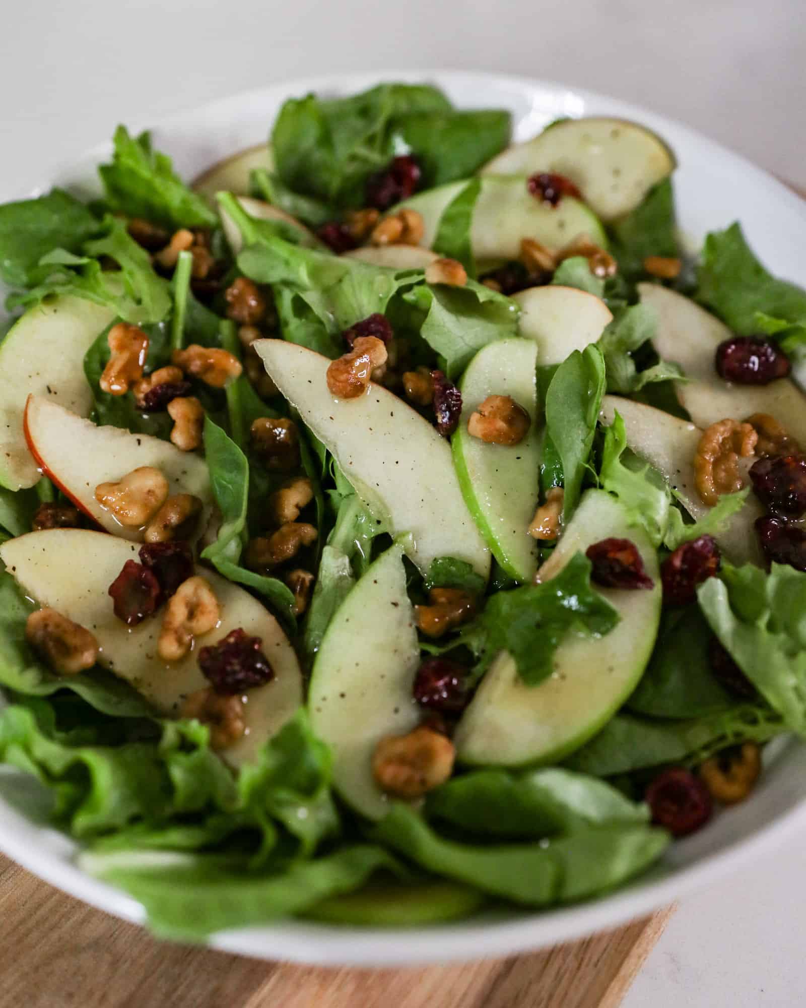 Apple fall salad with apples, cranberries, walnuts