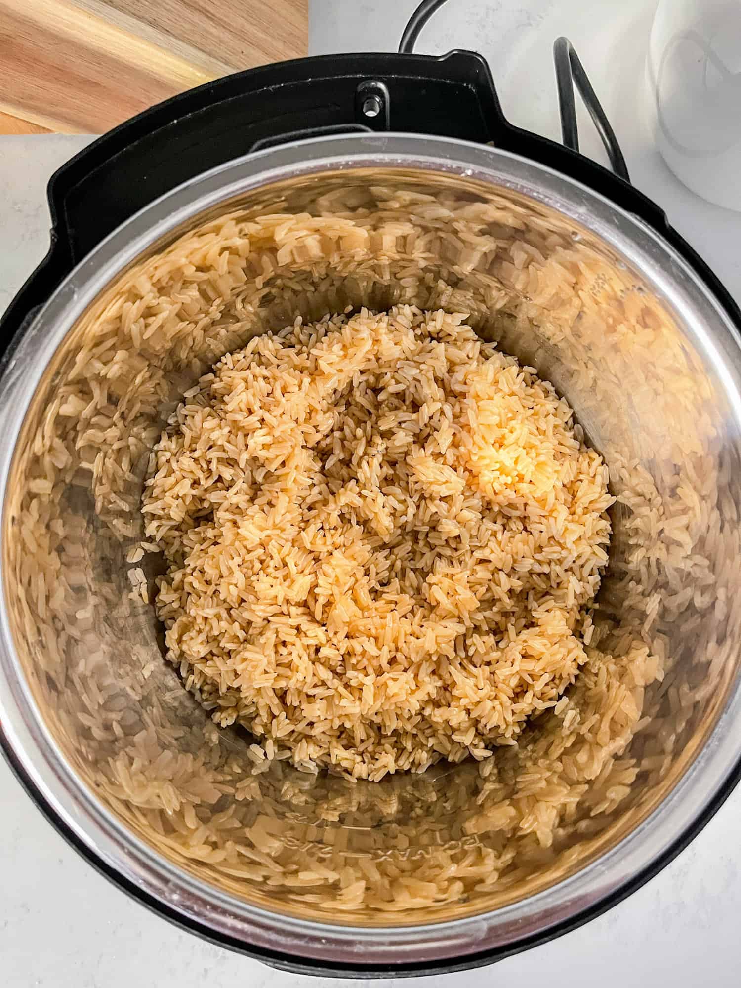 Cooked Brown Jasmine Rice in the instant pot