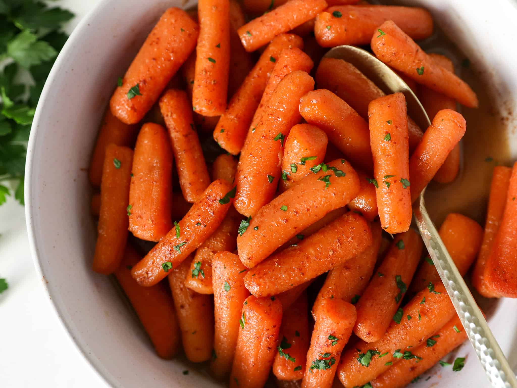 Close up overhead view of Instant Pot Carrots.