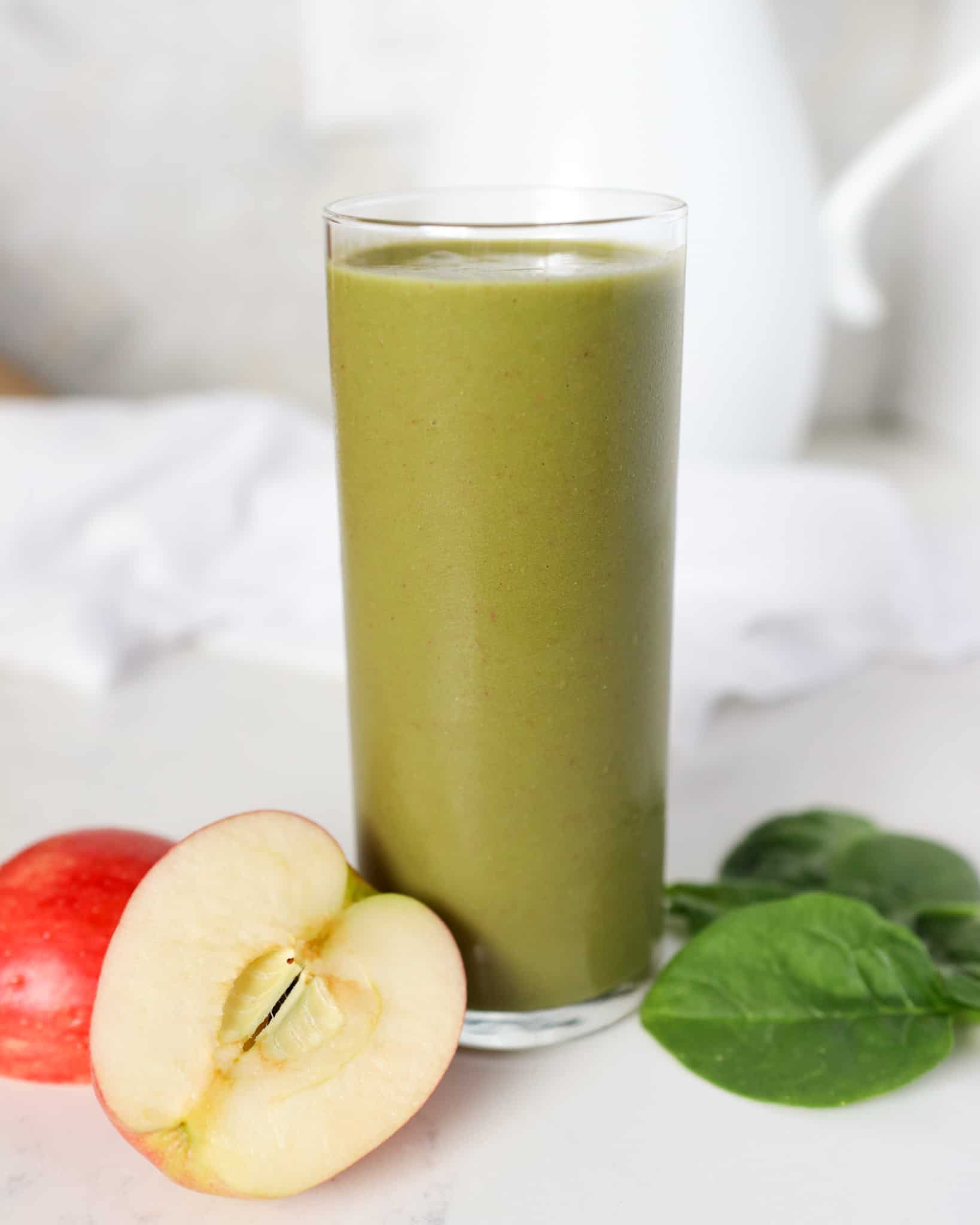 Apple Strawberry Green Smoothie in a tall glass