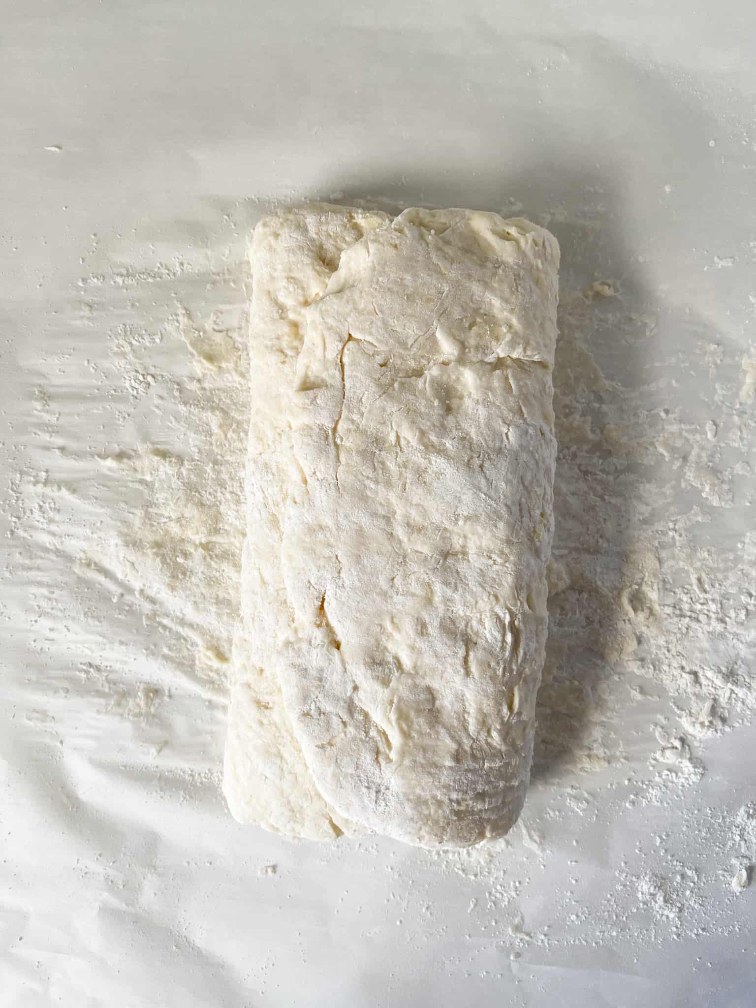 Buttermilk biscuit dough folded