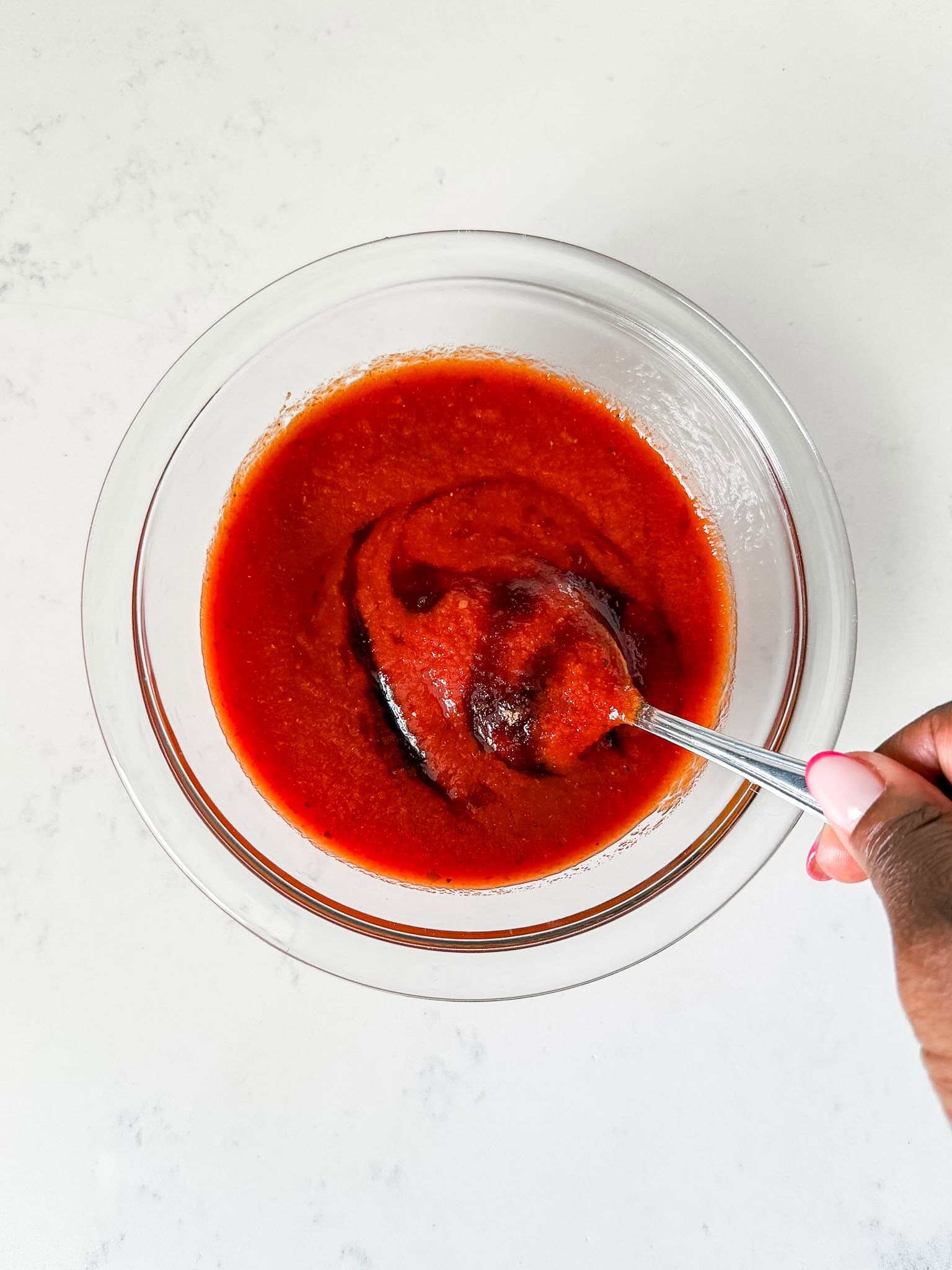 Meatloaf sauce made with tomato sauce and brown sugar.